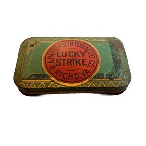 Vintage 1920s Lucky Strike Cigarette Tin Box R A Patterson Tobacco Co XX
